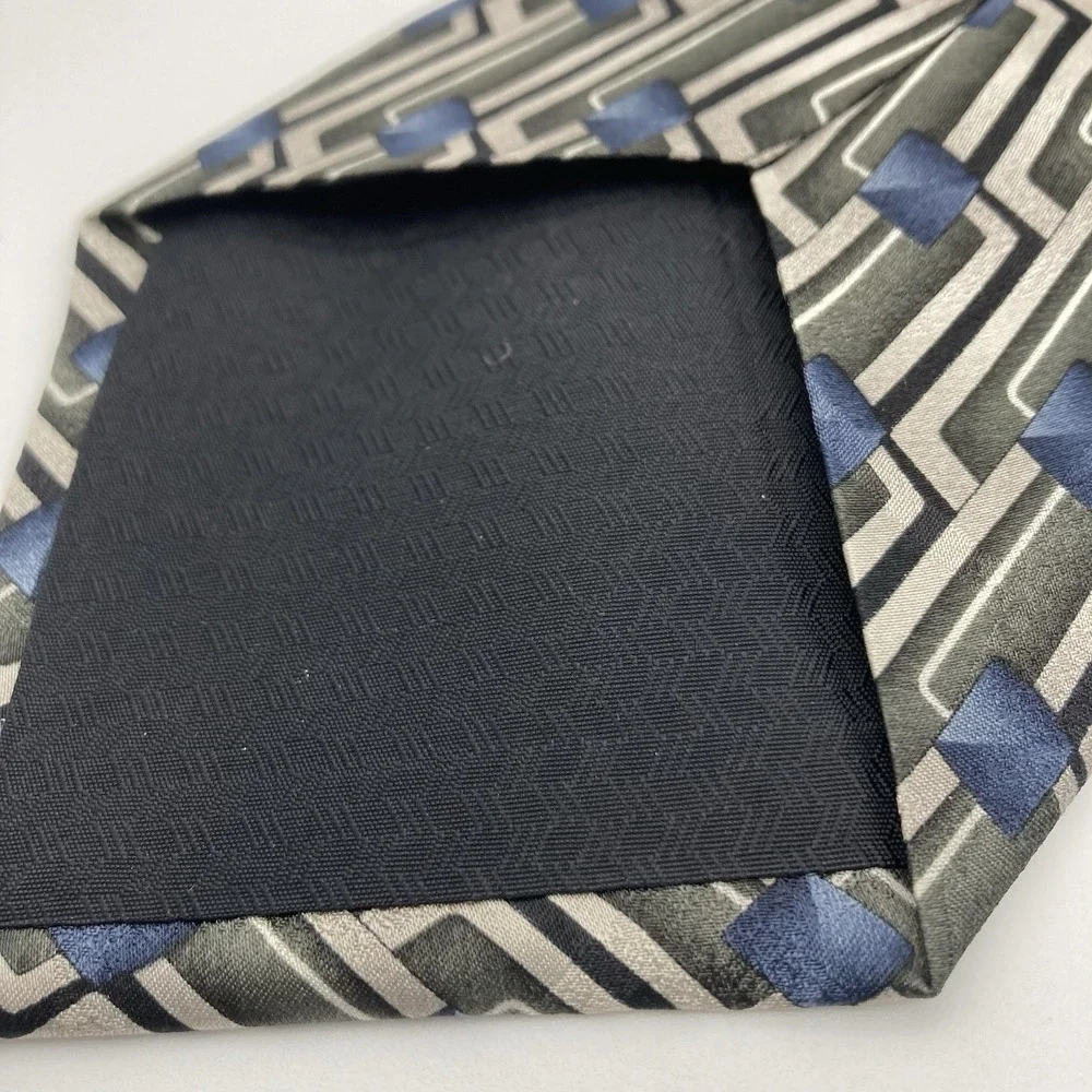A[X]ist Men's Necktie‎ 100 % Silk Classic Length Wide Geometric Blue